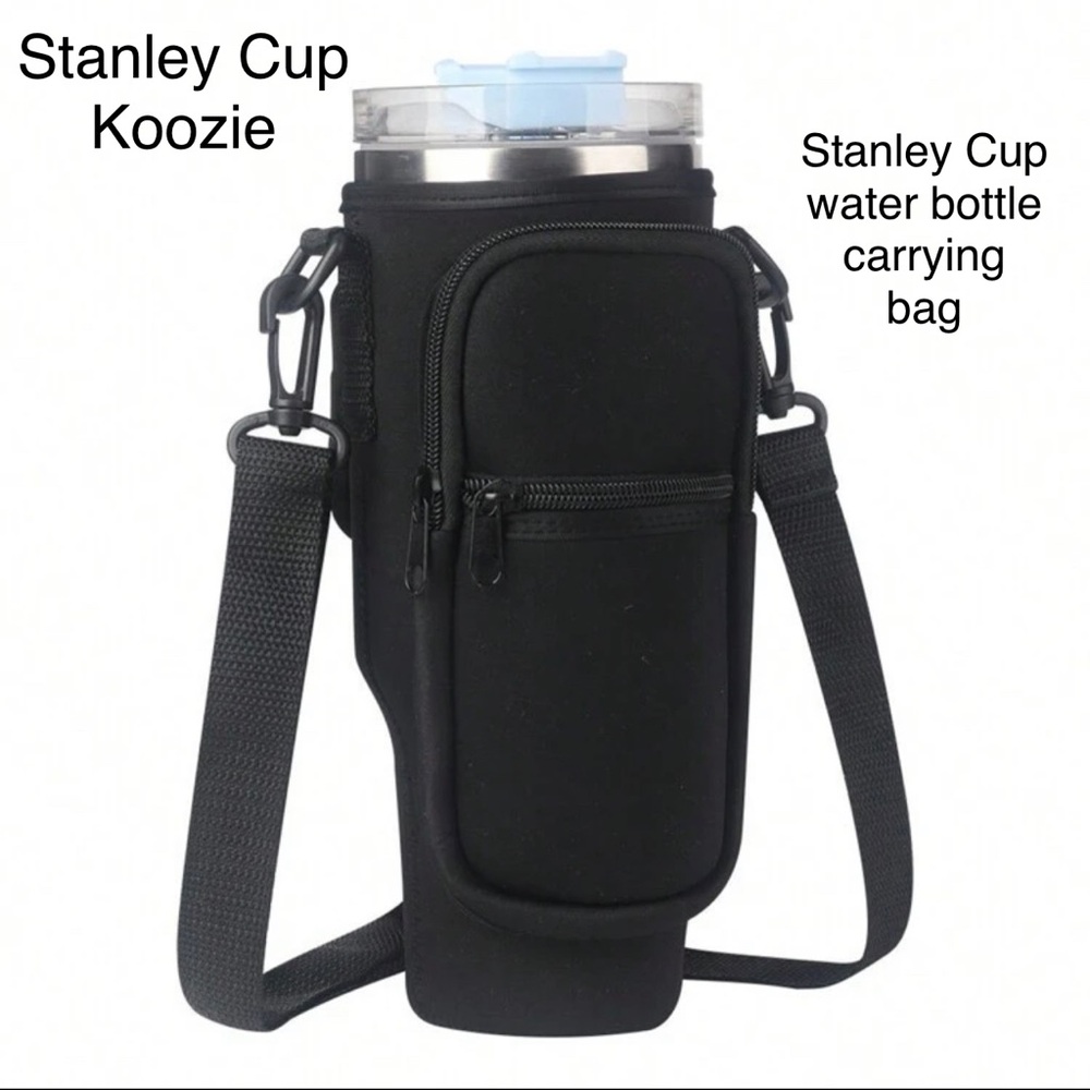 🔥 SALE Stanley Cup Koozie | Water Bottle Crossbody with adjustable strap | Black